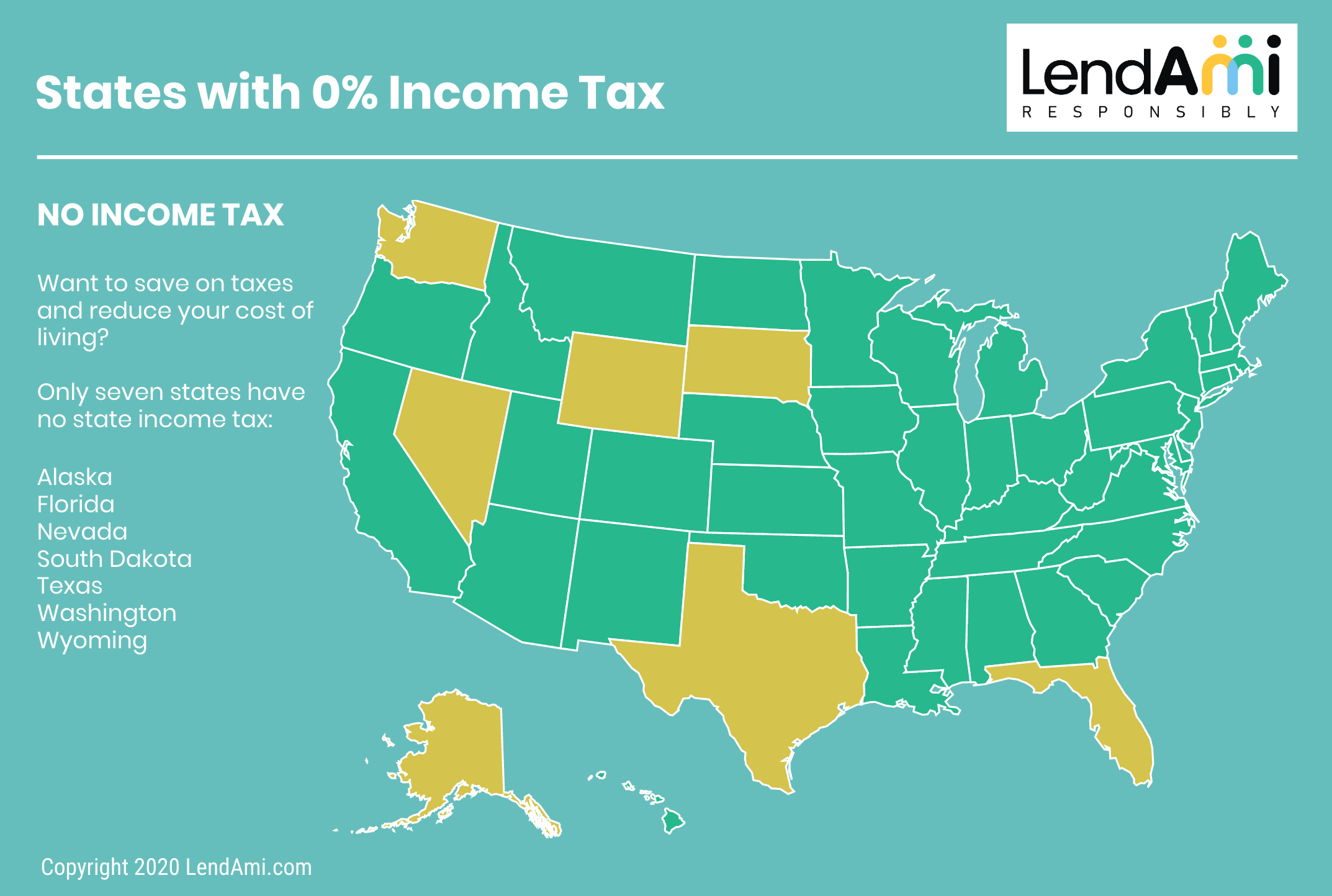 Income Taxes By State Map - United States Map